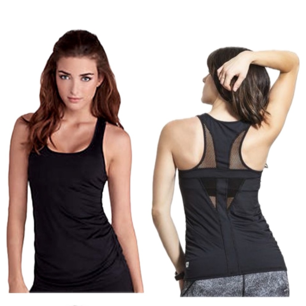 Vimmia Black Sports Tank Top Mesh Racerback with Built in Bra Size Small